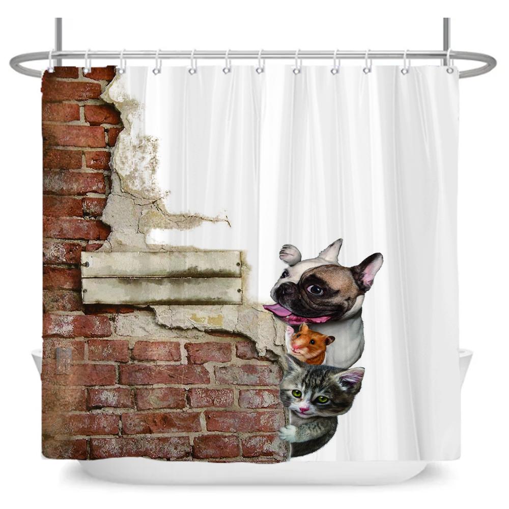 Funny Dinosaur Shower Curtain Bathroom Dino Cool for Kids Boys Silhouette Animal Cartoon White Fabric Bath Curtain Home Decor