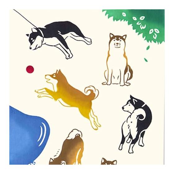 Kenema Tenugui Towel - Today's Shiba Inu - Chusen Dyed - Made in Japan - 100% Cotton - Approx. 35x90cm - 50281