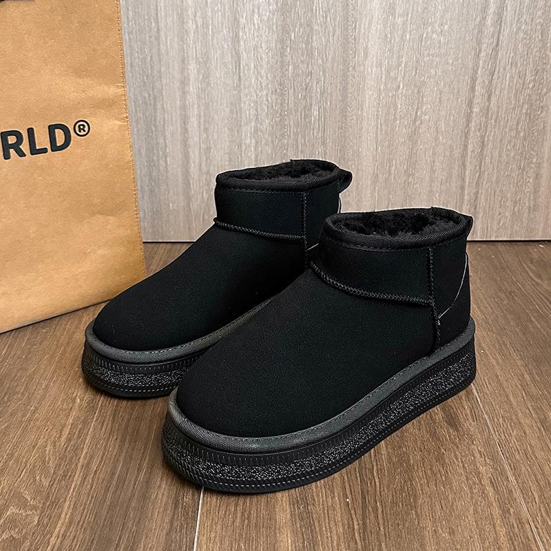 Thick-soled snow boots for women, winter waterproof short snow boots, piled and thickened outer cotton shoes for women