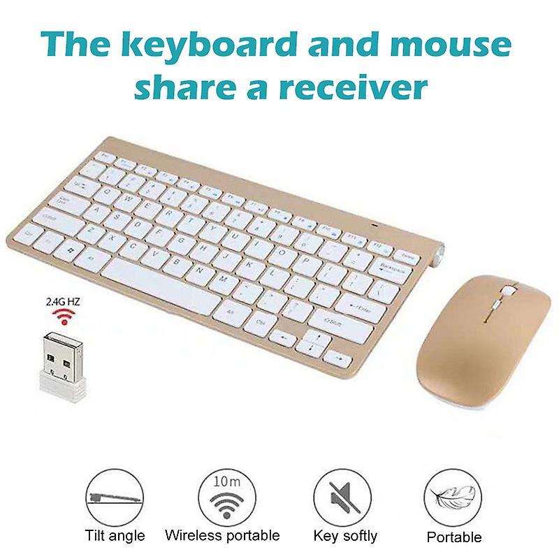 Cordless External Keyboard + Mouse Set Battery Powered Slim Keyboard 2.4G Automatic Pairing for Office PC Business Trip