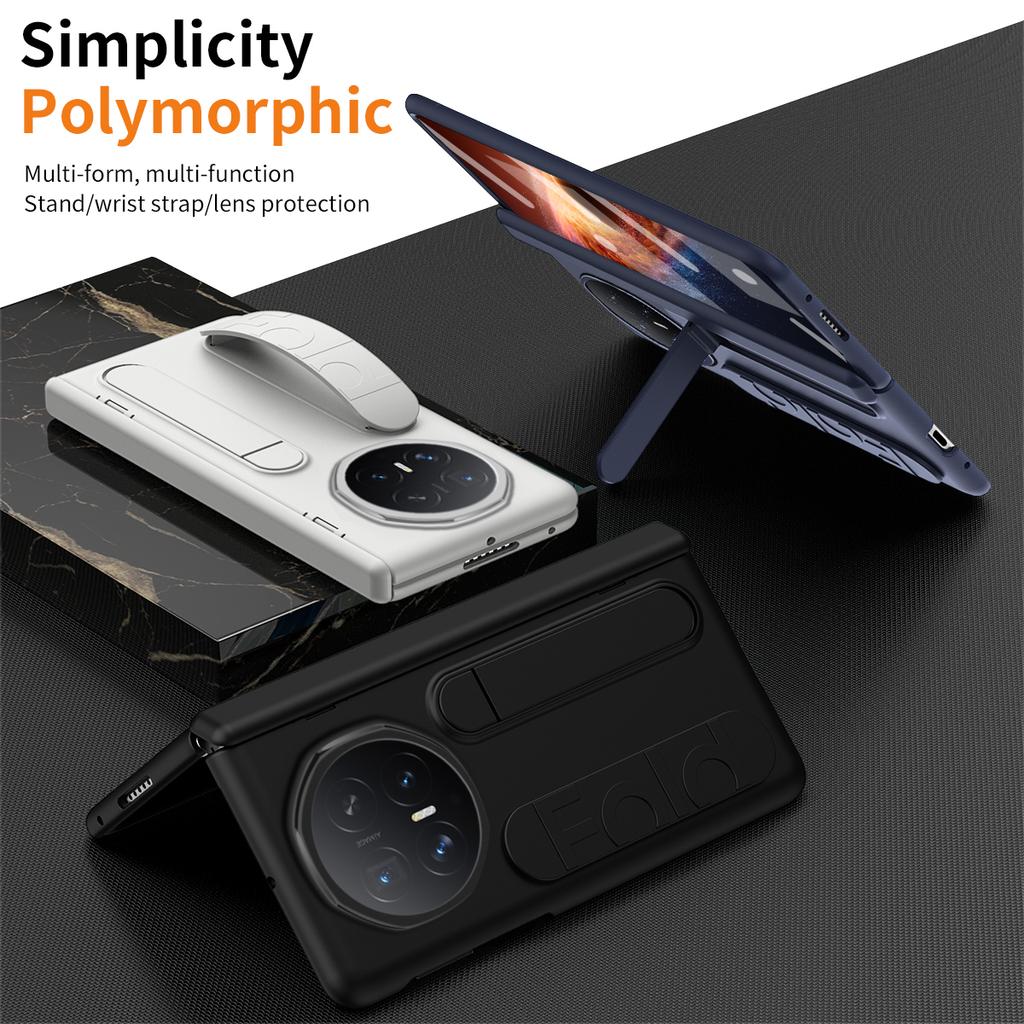 For Huawei Honor Magic V6 Case Hard Silicone Wrist Strap Folding Protective Back Cover Case For Magic V6 With Glass Film Shell