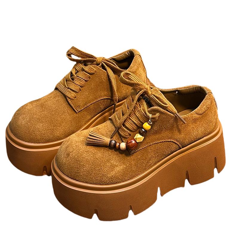 Beaded Women Platform Shoes Wedges New Trend Sneakers Designer 2025 Winter Suede Woman Walking Loafers Brand Zapatillas Mujer