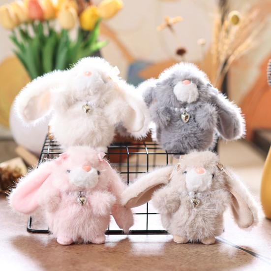 

Ляльковий кулон брелок Мультяшний кролик Плюшевий брелок з намистом у формі серця Підвіска для ключів від машини Аксесуари для рюкзака кавовий