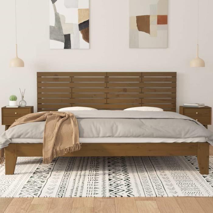 824721 vidaXL Wall-mounted Headboard Honey Brown 206x3x63 Cm Solid Pine Wood