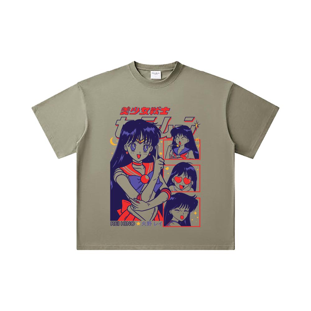 260 GSM Double Yarn 32 Count 100% Cotton Rei Hino Print Unisex Heavy Cotton T Shirt
