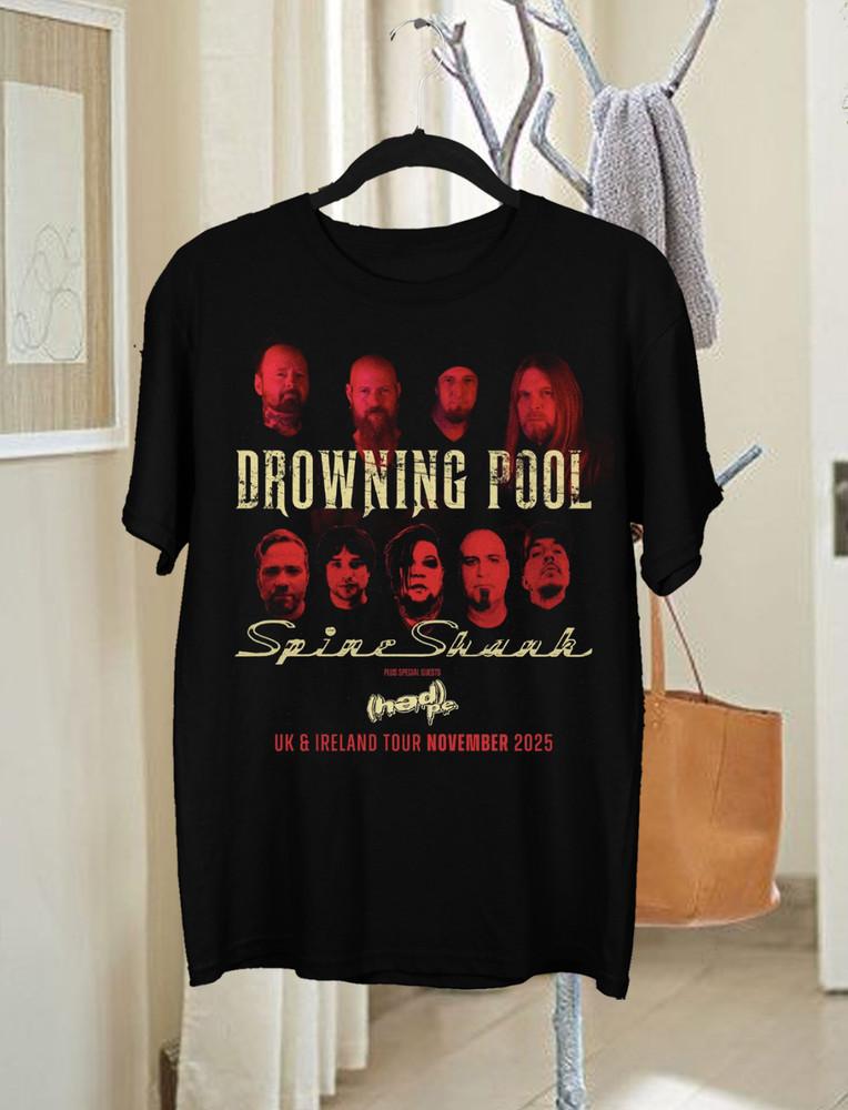 DROWNING POOL Группа SPINESHANK Тур 2025 Футболка Черная Все Размеры S-5XL Унисекс Футболка XL