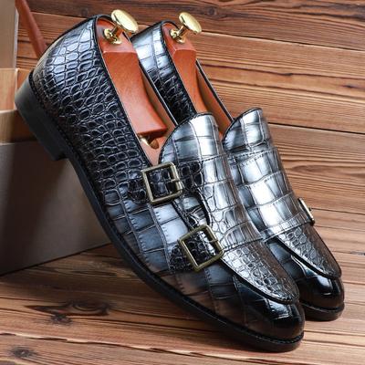 Herren Casual Business Schuhe Krokodilnarbenleder Herren Klassische Schnalle Monk Loafers Mokassins Herren Fahrparty Hochzeit Ballerinas