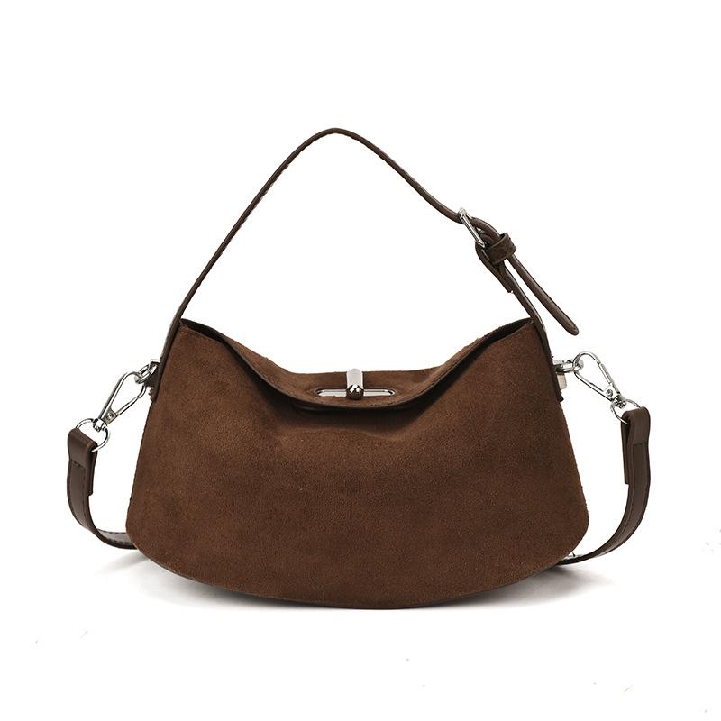 2025 Women's Retro Trendy Crossbody Dumpling Handbag: Versatile Frosted Single Shoulder Design.