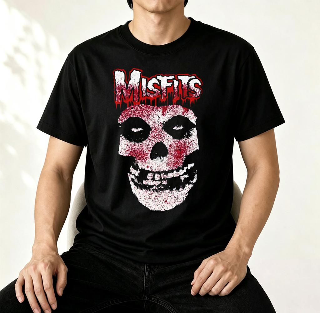 All Series Misfits Rock Band Graphic T Shirts Unisex Horror Punk Vintage Skull Print Tee Full Collection Music Fan Casual Tee