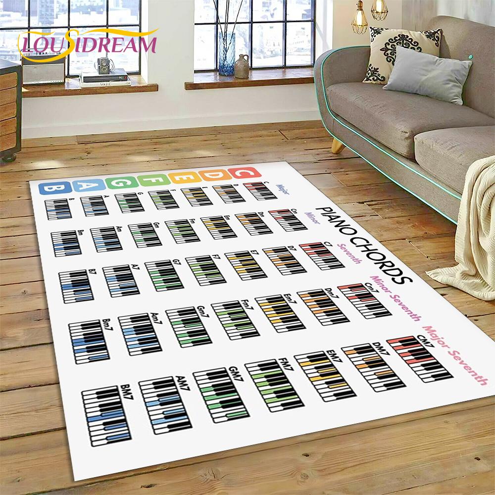 3D Guitar Chords Theory Chart Music Rug Carpet for Living Room Bedroom Home Decor,Floor Mat Non-slip Decoration for Sofa Doormat