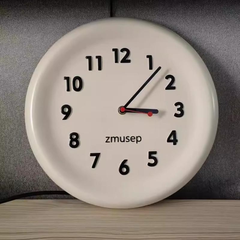 Cream Wind Round Clock Wall Creative Design Living Room High Quality Interior Wall Clock Simple Modern Horloge Murale Furniture
