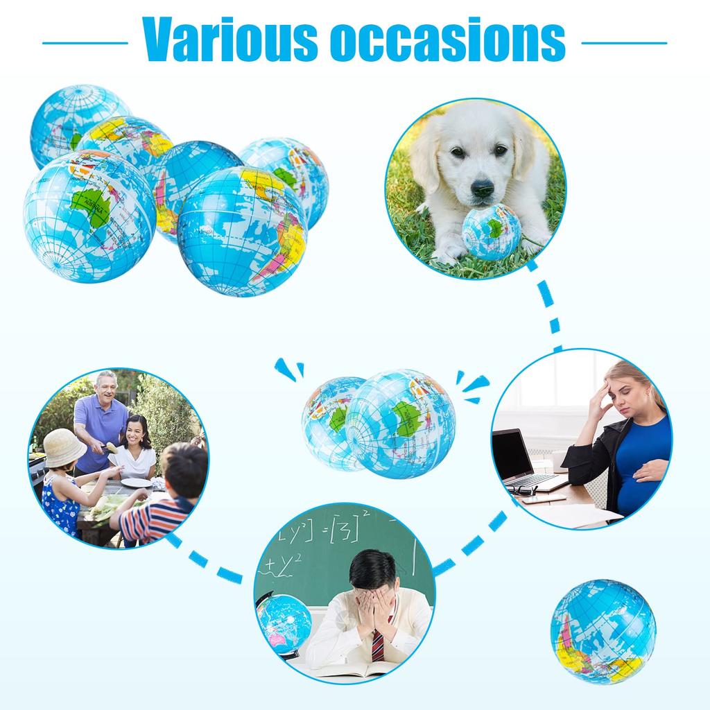 2.5 Inch Spherical Squeeze Ball Soft Elastic Earth Ball Mini Foam Globe Stress Relief Toy for Kids Birthday Party Favors
