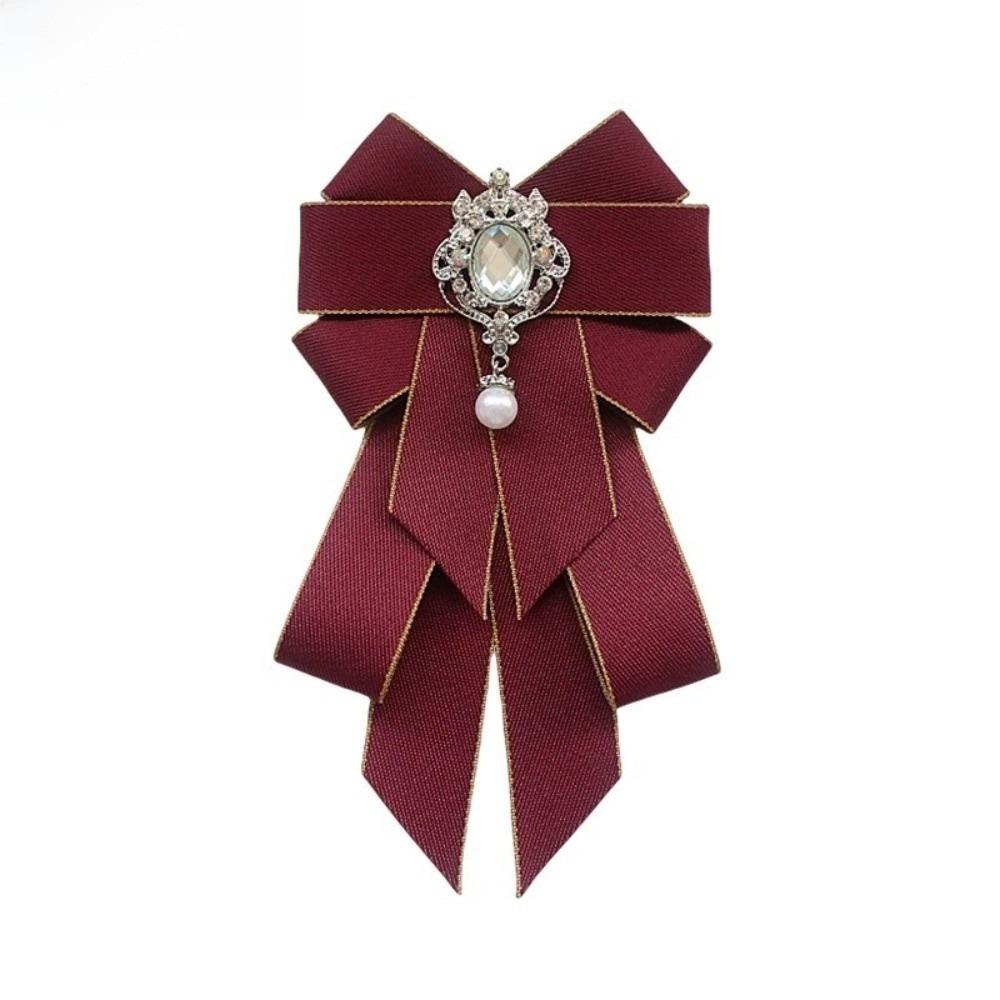 British Style Rhinestone Collar Flower Solid Color Men s Suit Accessory  Business абрикосовый/красный