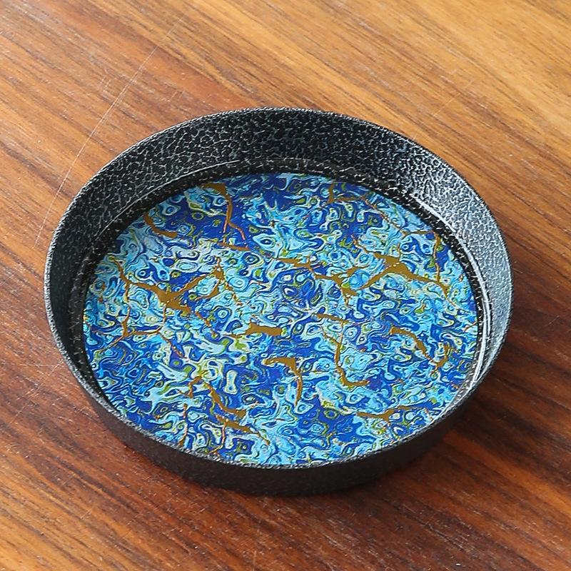 

Alloy lacquer pot bearing dry brewing tea table Alloy pot bearing household small round kung fu tea set tea sea tray