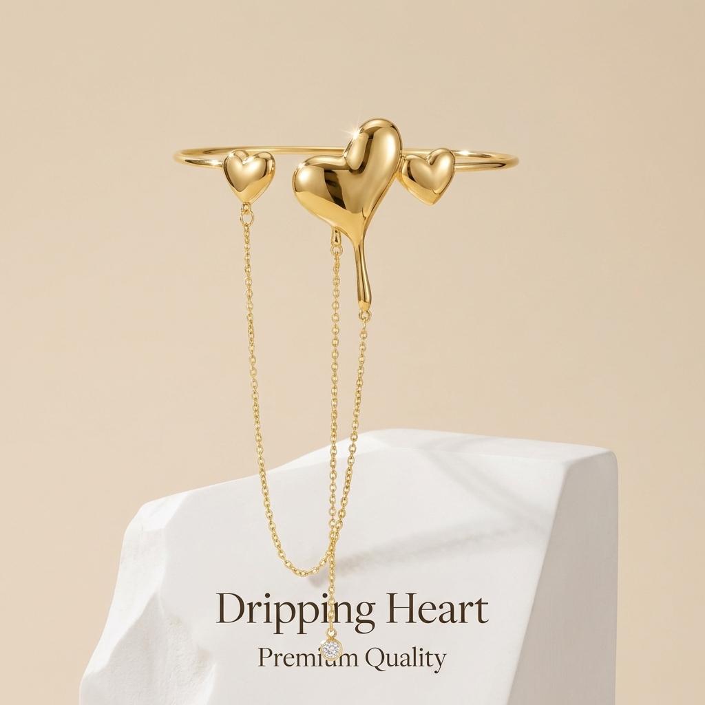 Fashion Liquid Metal Heart Upper Arm Chain Bracelets for Women Minimalist Tassel Rhinestones Armlet Punk Hiphop Body Jewelry
