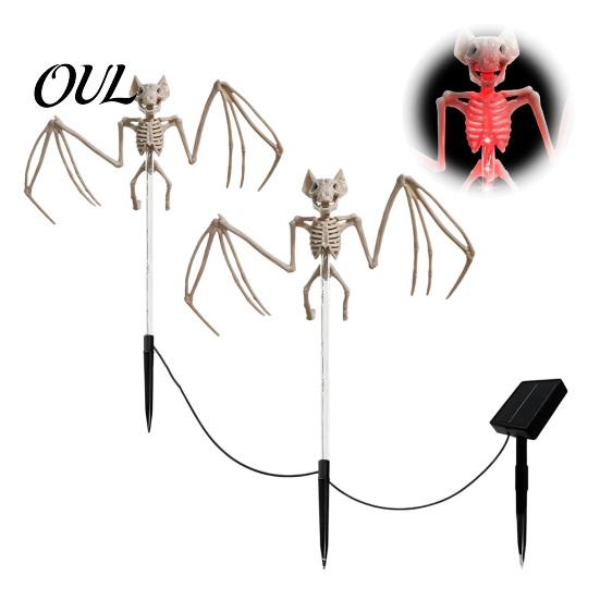 Glowing Skull Figurines for Lawn Solar Skeleton Yard Stake Light, Halloween Garden Decor Outdoor Lights with Cloak, Waterproof Lamp Haunted