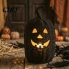 Černá pryskyřice Miska na sladkosti Halloweenský dýňový košík, Ozdoba lucerny z umělé proutí, Strašidelná tajemná náladová lampa pro dekoraci stolu a krbové římsy