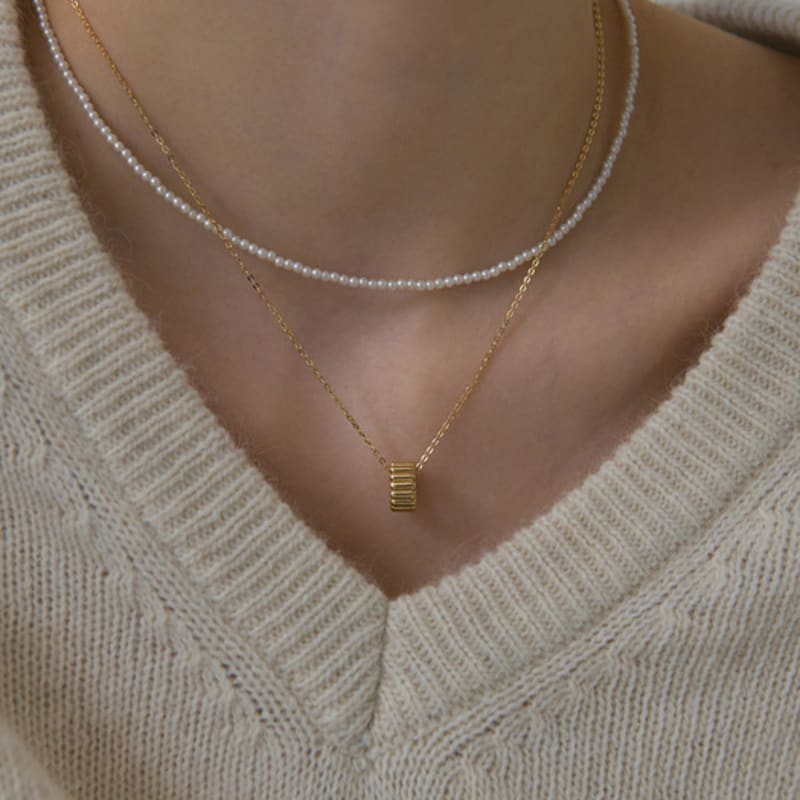 

MIAF 14K Etoile Austrian Pearl Necklace MF036N Pink Gold - 42cm