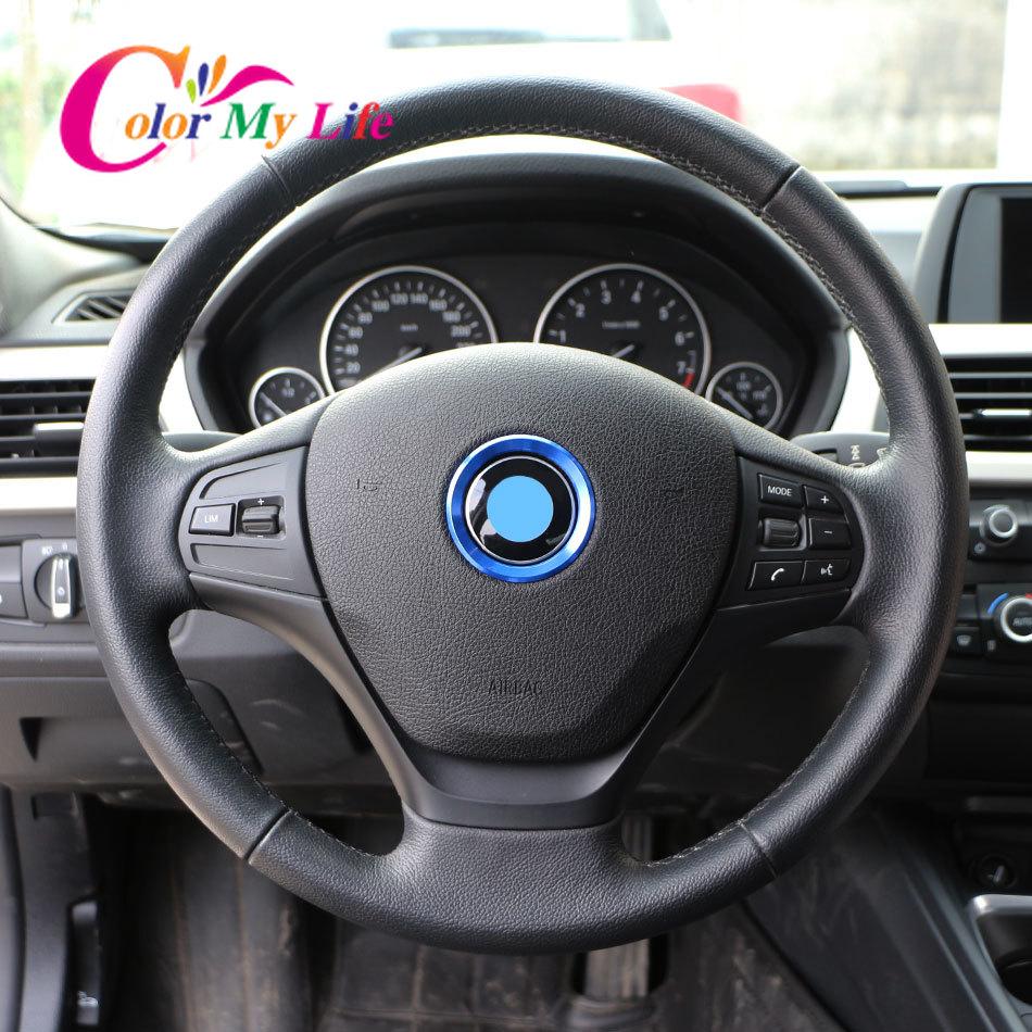 Color My Life Car Styling Steering Wheel Decoration Trim Sticker Case for BMW E39 E36 E60 E90 E34 E46 Aluminium