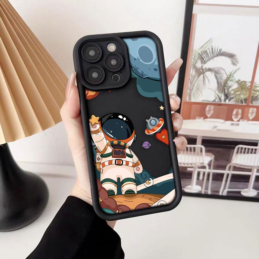 Astronauts Space Stars Planets Phone Case For iPhone Apple 17 AIR 16 16E 11 12 13 14 15 XR Plus Pro Max DIY Shockproof Cover