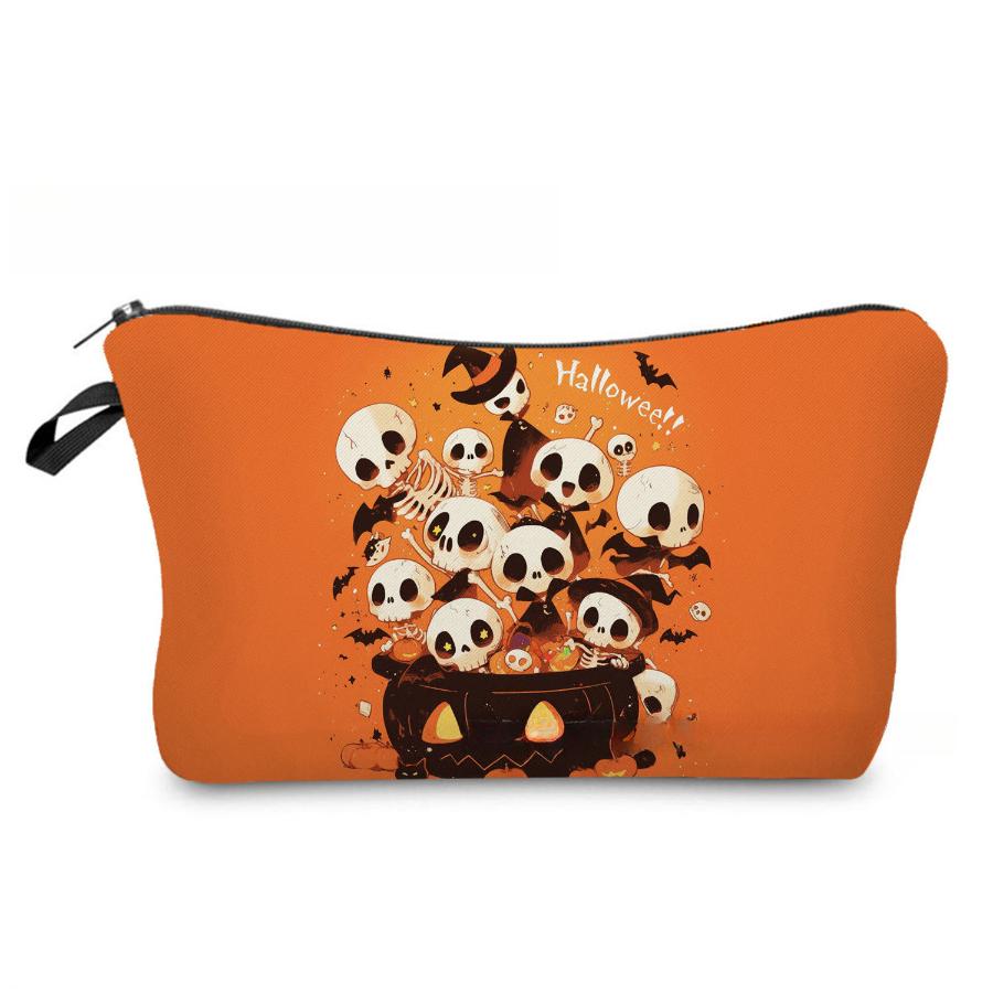 Women Skeleton Print Cosmetic Bag Toiletries Organize Travel Storage Case 6963 KTB