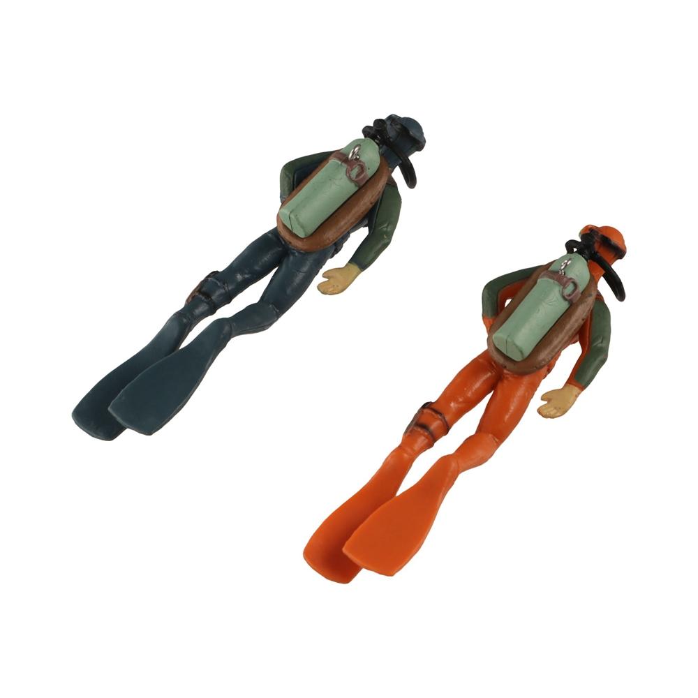 

2pcs/set Cartoon Floating Frogman Landscaping Simulation Frogman Statue Aquarium Decor Style B