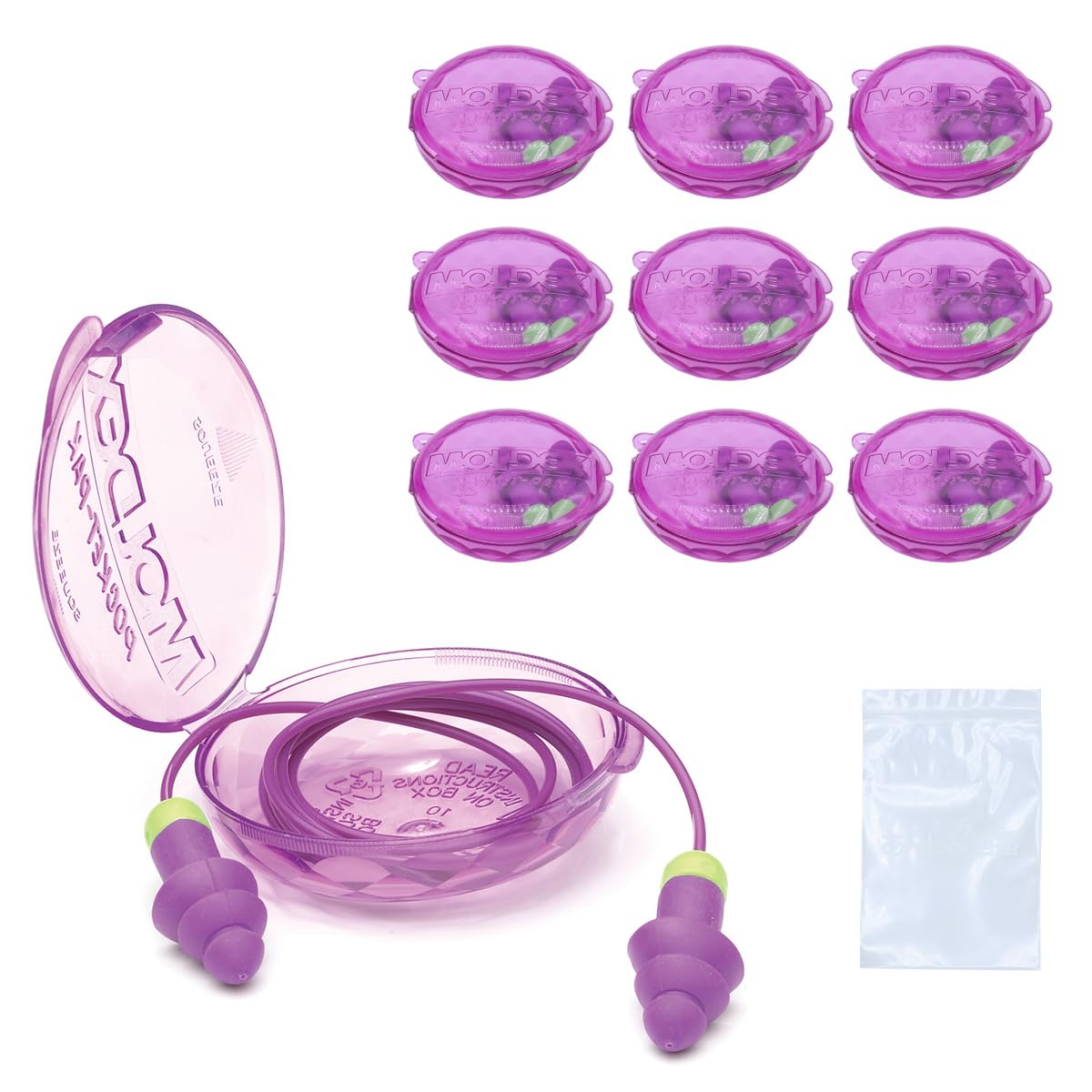 

MOLDEX Rockets 6405 10 Sleep Snoring with Case Earplugs, Pairs, Corded, Sound-Blocking, Aid, Reducing, Reusable, Washable,