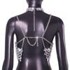 Rhinestones Body Chain Tanks Top Sleeveless Crop Top Body Jewelry Beach Bikini Coverups for Club Party Body Jewelry