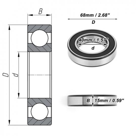 Single 6008VV Deep Groove Ball Bearings Scooter Skateboard Wheel Universal
