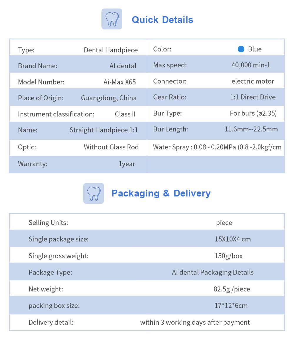 Стоматологический прямой наконечник AI-X65 1:1 хирургическая насадка — фото 6