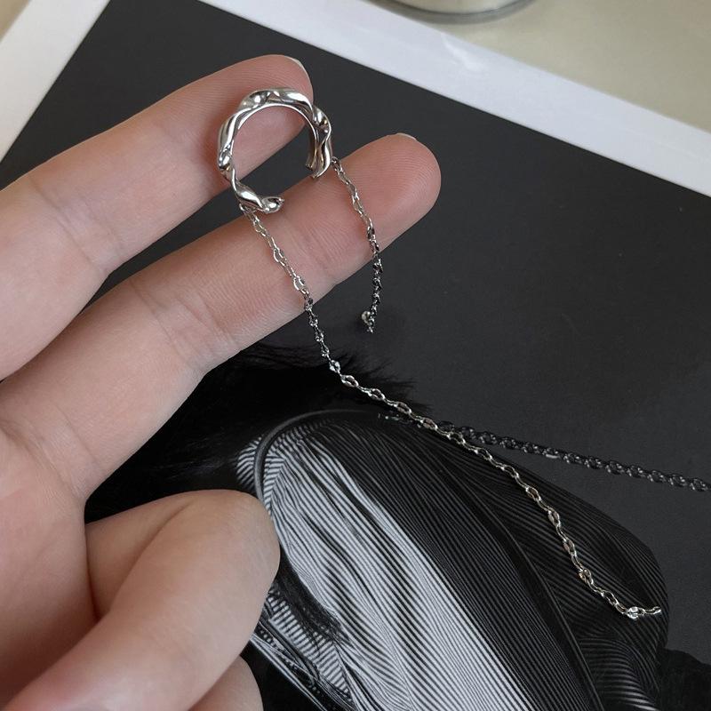 2024 Trendy Winter Double Layer Cable Chain Ear Cuff for Women - No Piercing Required, Korean Cool Style.
