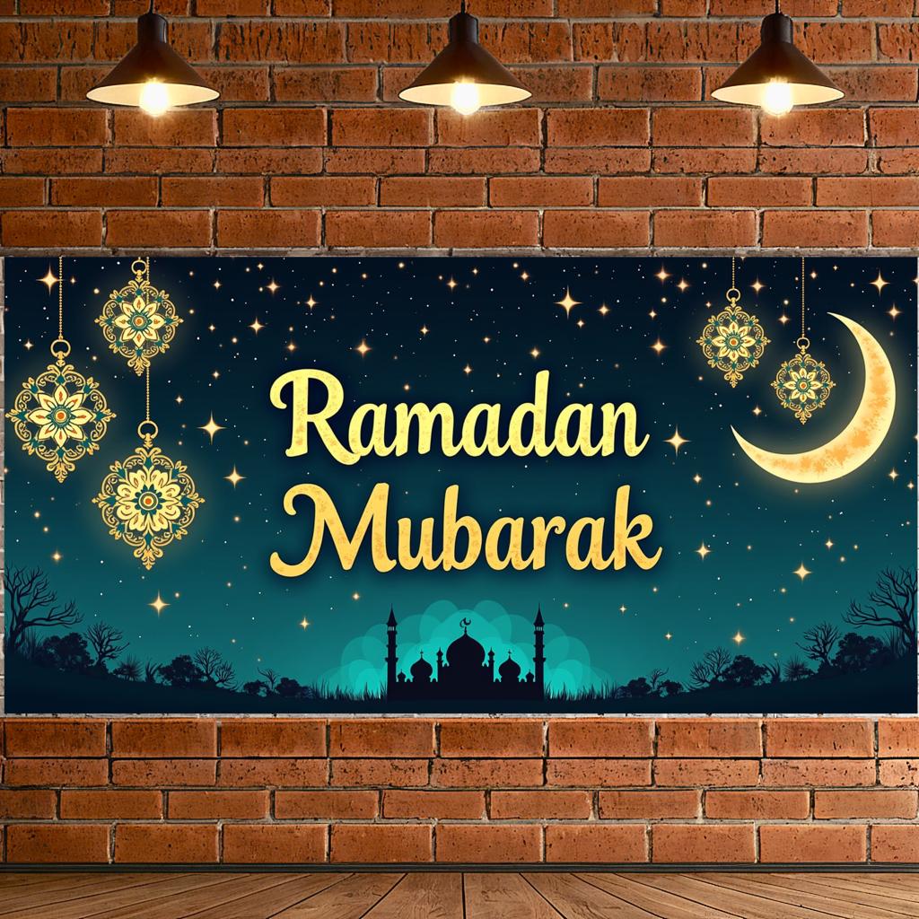 Mosque Decoration Ramadan Banner Party Supplies Hanging Lantern Decorations For Muslim Community Eid Gatherings
