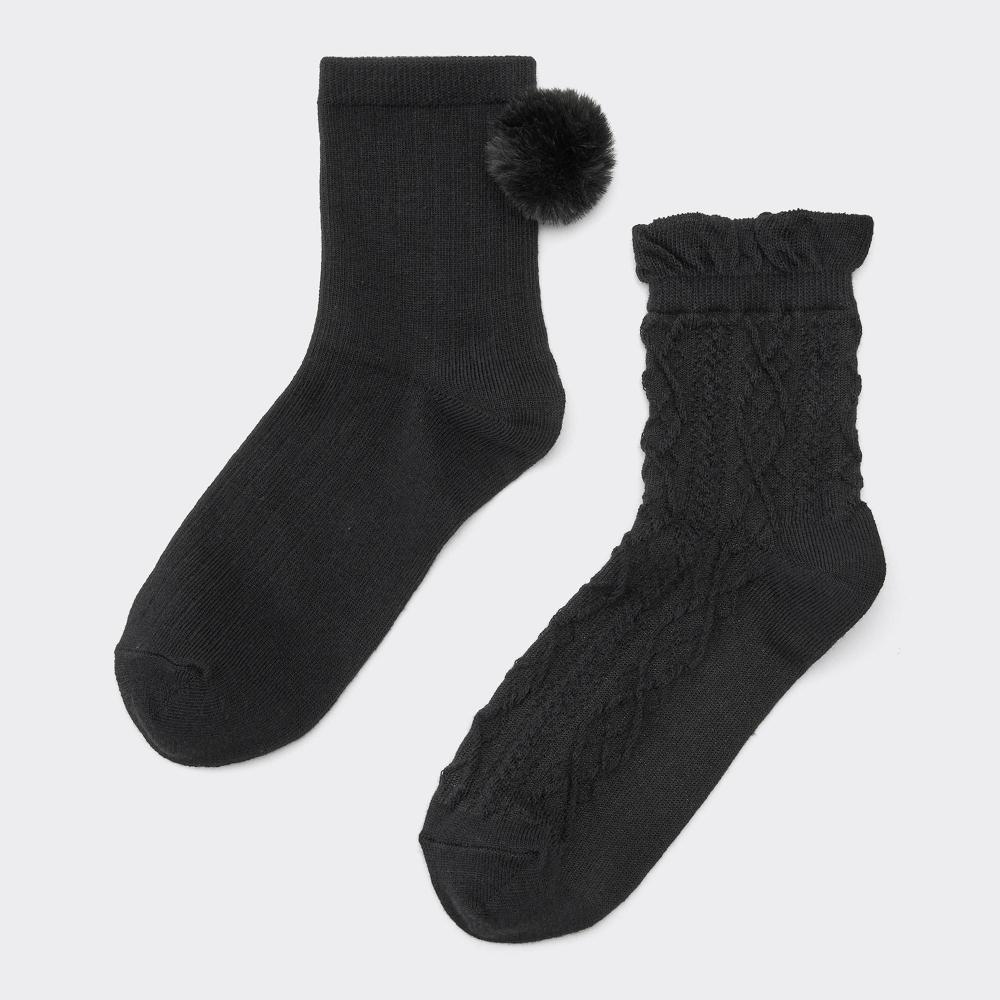 

Носки унисекс GU by Uniqlo KIDS, плавки с помпоном, 2 шт. 09 BLACK/1618 cm
