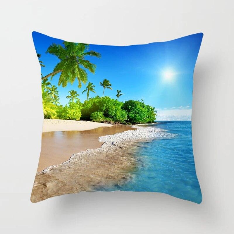 Beach Landscape Natural Scenery Printed Throw Pillow Cover Sofa Decoration Car Office Seat Cushion  Home Decor