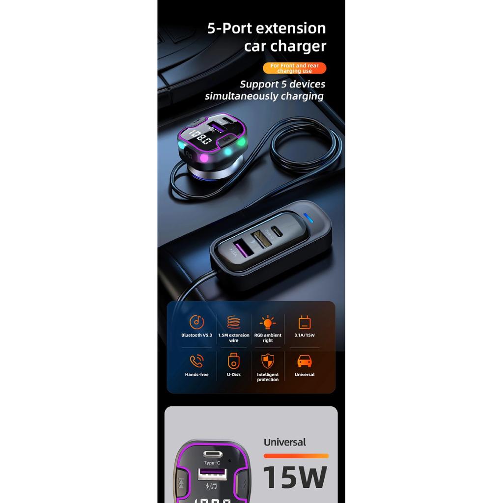 Bluetooth 5.3 FM Transmitter Handsfree Car Radio Modulator MP3 Player With USB Super Quick Charge Adapter for Car Accessories