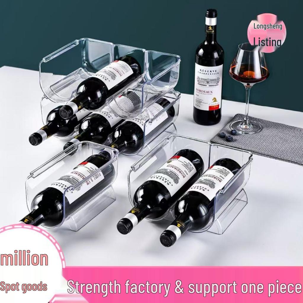 Elegant Red Wine Storage Rack for Kitchens - Sturdy Desktop Plastic Display Stand