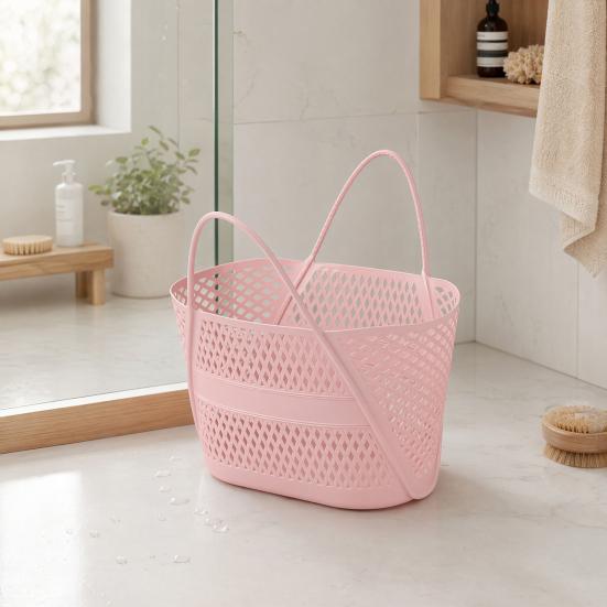 Shower Caddy Basket, Thickened PP Sturdy Organizer, with Reinforced Soft Handle, Quick-Dry Drainage Hole Design Basket, for Bathroom Kitchen Balcony