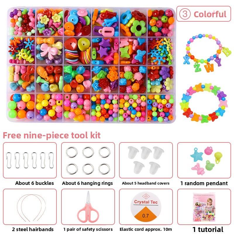 Children Bead Crafting Set Colorful Plastic Materials Handmade Accessories Gift