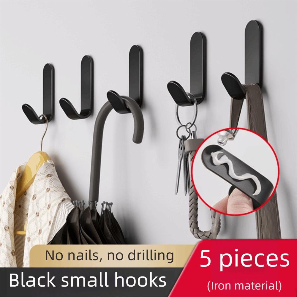 5 Pcs Strong Adhesive Wall Organizer Hook J-hook Design Waterproof Adhesive Hanging Hook Multi-purpose Storage Rack