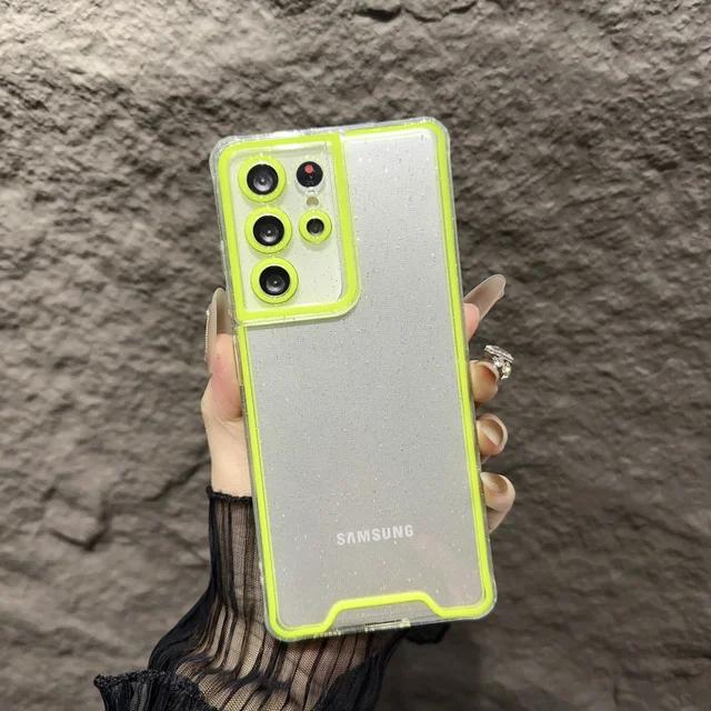 Night Light Luminous Bling Glitter Clear Case for Samsung Galaxy S22 S24 Ultra S23 Plus S21 FE Glowing Silicone Soft Cover