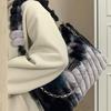 Borsa Tote Grande in Peluche da Donna con Tracolla/Manico Morbida Esterno in Peluche a Strisce Borsa Accogliente per, Viaggio, Uso Quotidiano