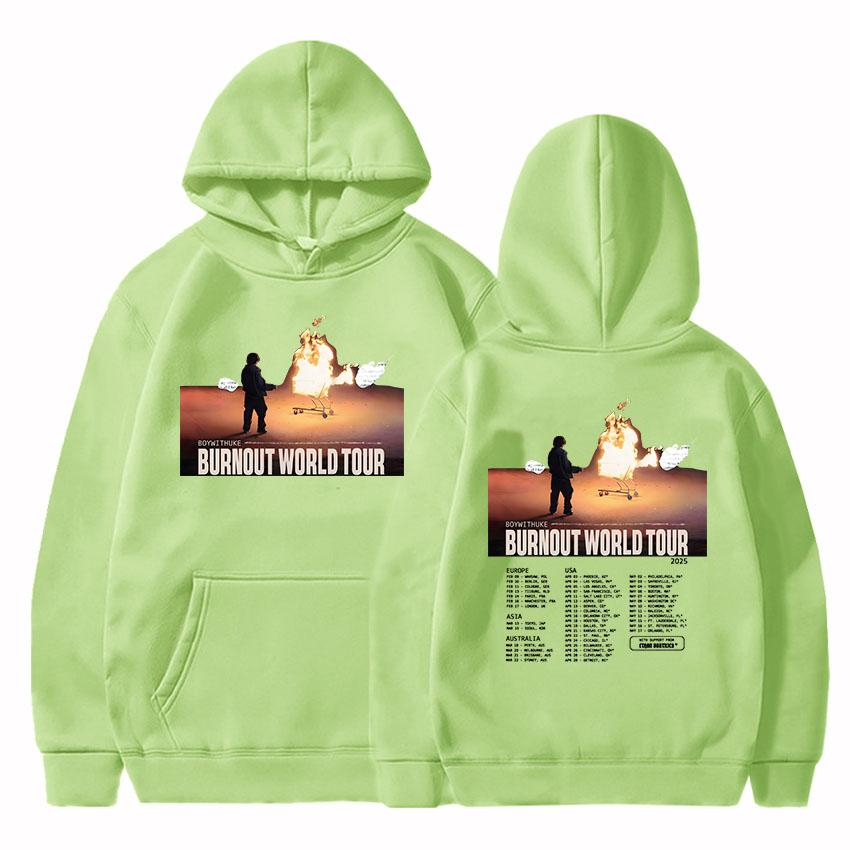 Boywithuke Burnout World Tour 2025 Hoodies Sudadera Mujer Hooded Women Men Casual Sweatshirts Singer Graphic Printed Pullovers