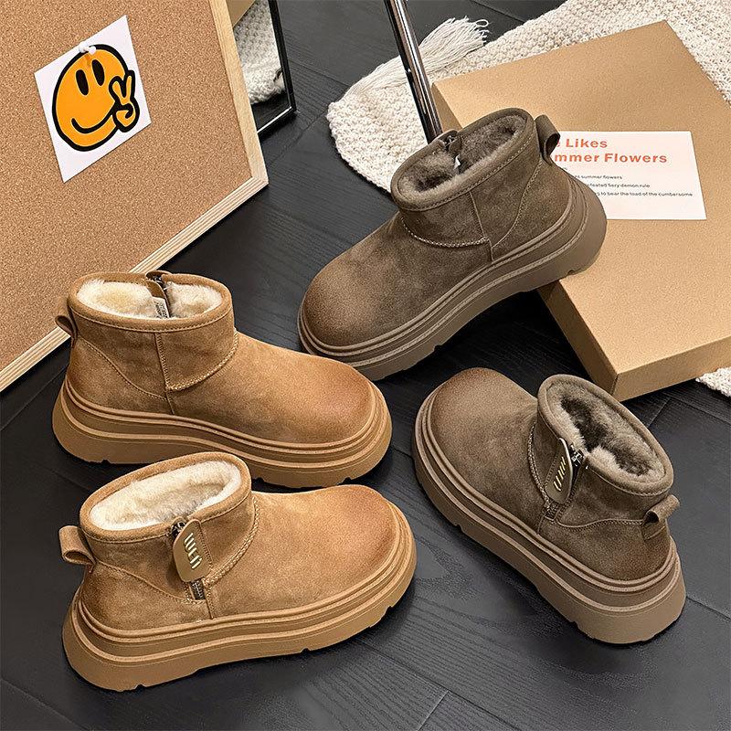 Snow Boots Cotton Shoes Winter Velvet Thick Northeast Sole Anti Slip Snow Women's Boots Flat Bottomed Short Boots