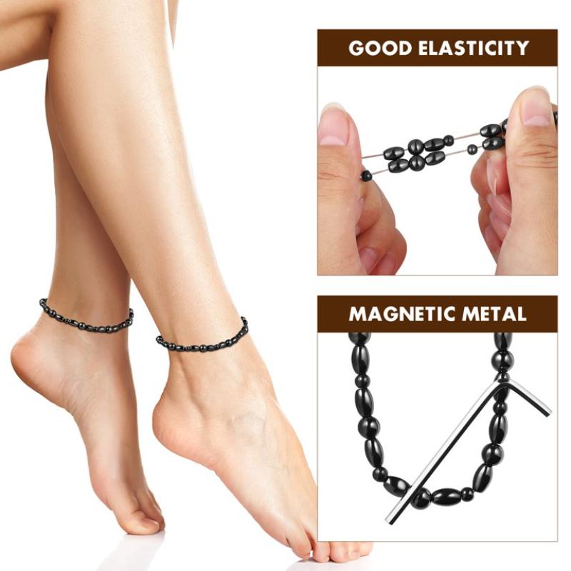 

Магнитный черный браслет на щиколотку Желчный камень Гематит Цепочка Браслет Ножная цепочка для женщин 2pcs