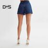 Damen Weste Shorts Ärmellos Einreihig Geteilter Saum Rundhalsausschnitt Knöpfe Slim Fit Hohe Taille Einfarbig Kurze Hose