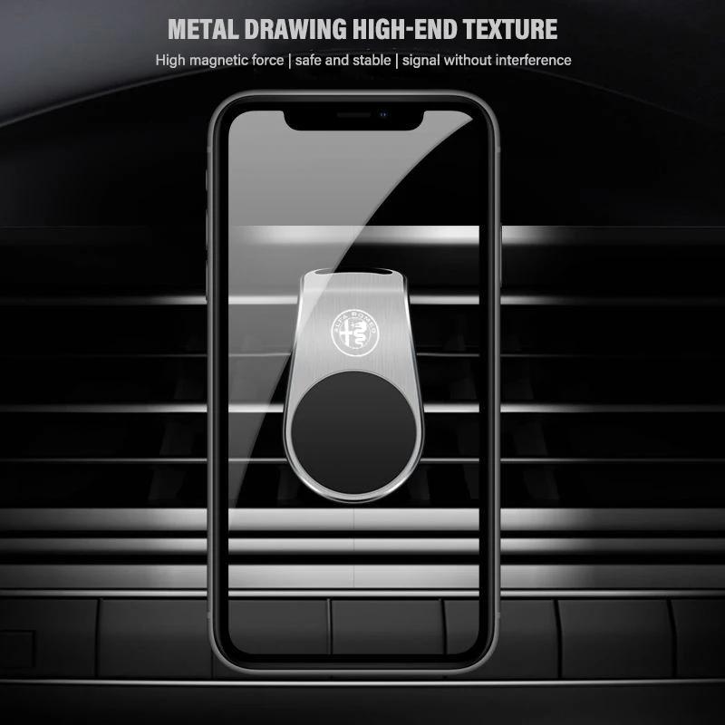 Magnetic Car Cell Phone Holder Telephone Support Auto Interiors For Alfa Romeo 4C 159 166 Spider Giulia Giulietta Mito 147 8C GT