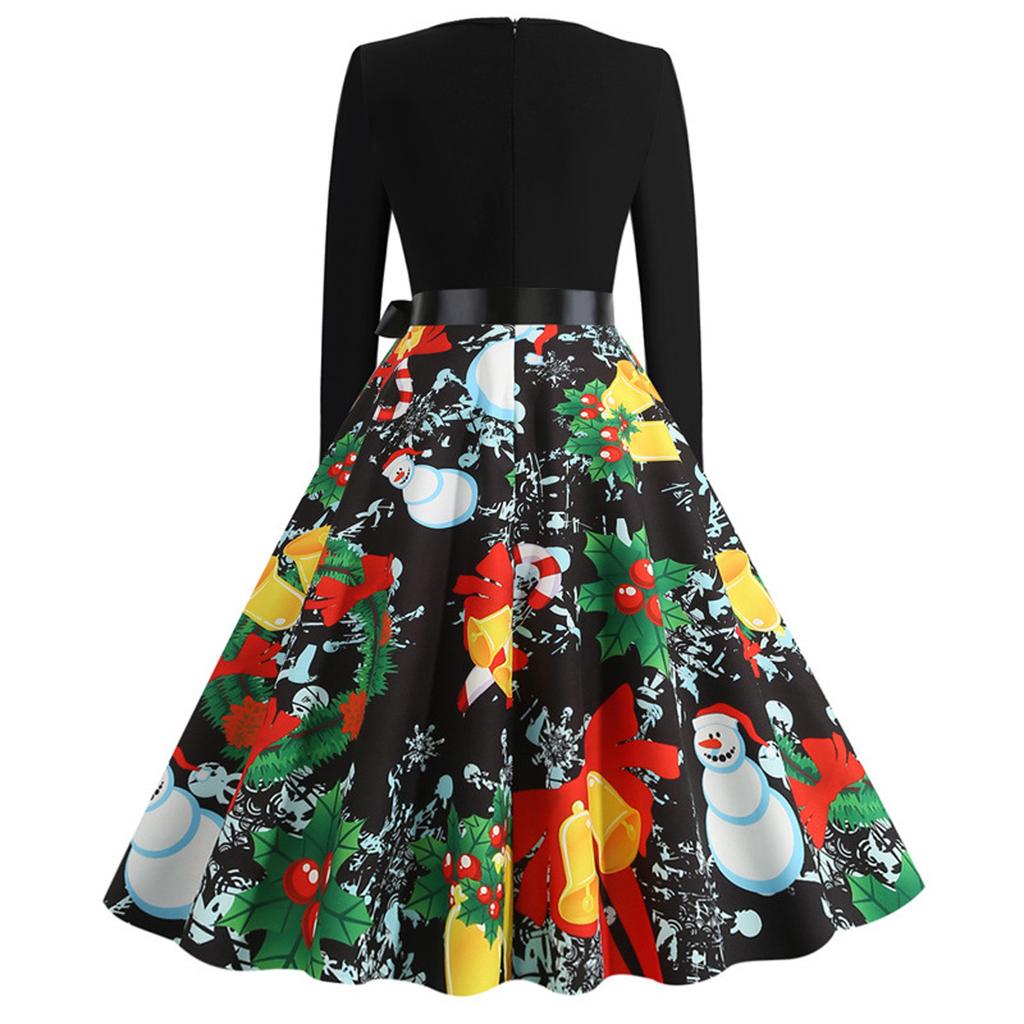 Vestido De Mujer Patchword Rockabilly Christmas Bow Party Vestido De Mujer Patchword Rockabilly Christmas Bow Party