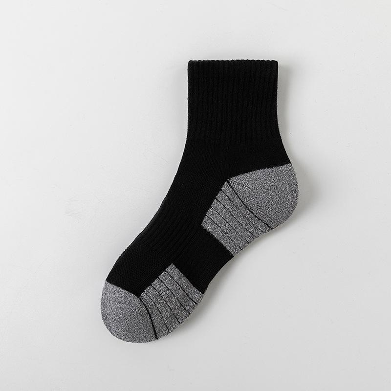 Men s Thickened Color Block Terry Sweat-Absorbing Short Socks for Sports One Size