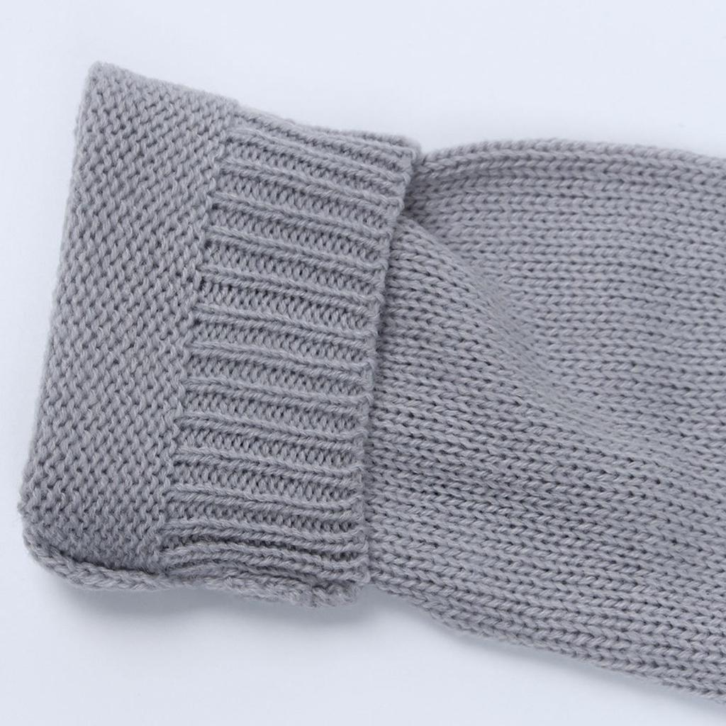 Women's Loose Front Cropped Navel Long Sleeve Solid Wrap Knit Sweater