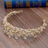 Magnificent Gold Color Crystal Beads Bridal Tiaras Crown Flowers Bride Headband Baroque Pageant Diadem Wedding Hair Accessories